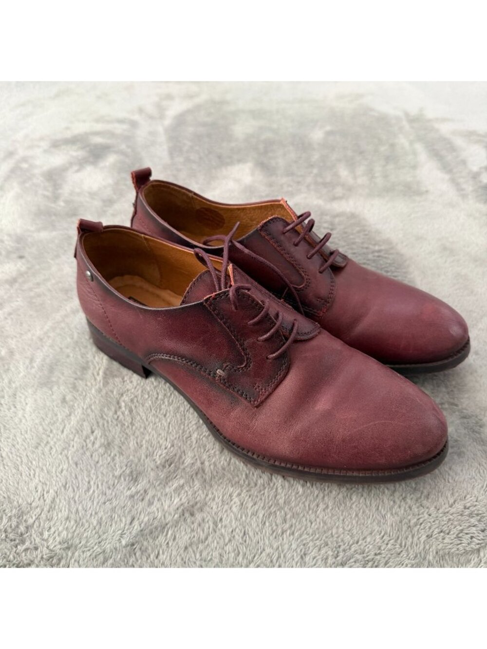 Pikolinos Burgundy Oxblood Loafers Shoes Oxford Lace Up Womens 38 US 7.5 8
